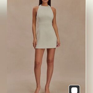 Meshki - Carina Boucle Halter Mini Dress in Ivory, XS